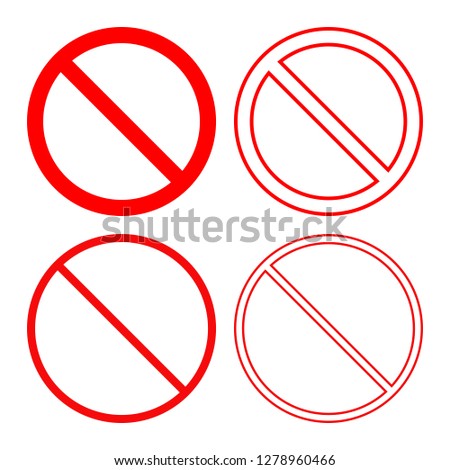 NO SIGN. Forbidden or prohibition symbol. Icon set. Vector.