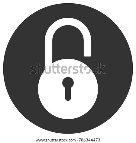 Open round lock with keyhole in circle. Vector icon.