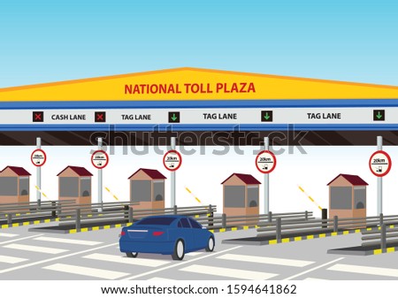 Illustration of Toll Plaza, Indian Highway - vector