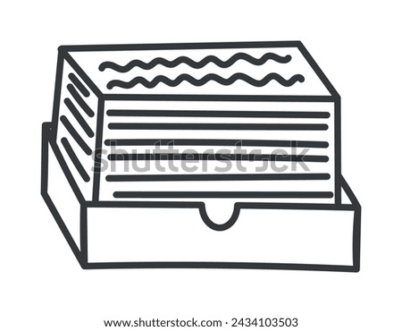 Vector isolated doodle symbol of office folder with stack of documents and papers.