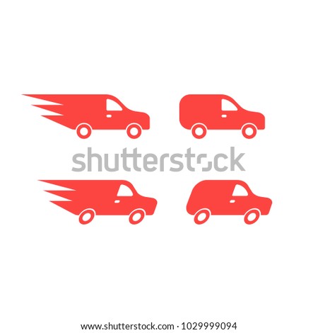 Seth of cars, fast delivery, karst, white, vector illustration, flat logo, icon for design, wheels, window, door, speed