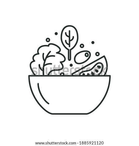 salad vector icon, vegetables and herbs in a plate, logo
