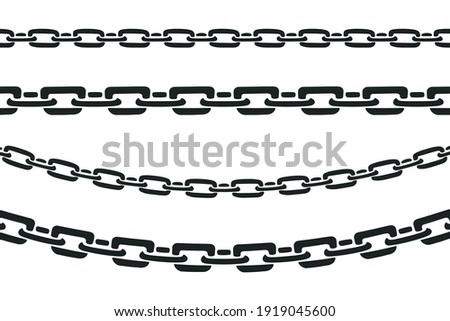 chain set, vector illustration, flat element, straight stretched, sag
