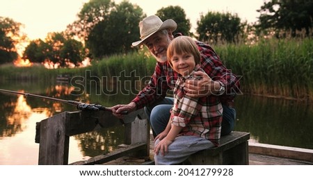 Similar – Image, Stock Photo Grandpa and grandchildren