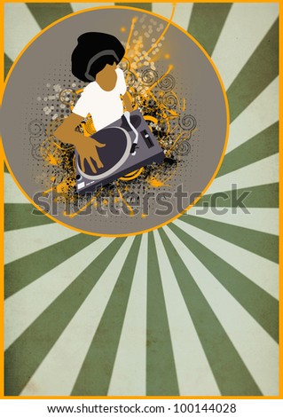 Afro DJ  background with space (poster, web, leaflet, magazine)