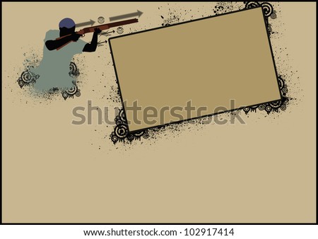 Duck Hunter or clay pigeon shooting  background with space (poster, web, leaflet, magazine)