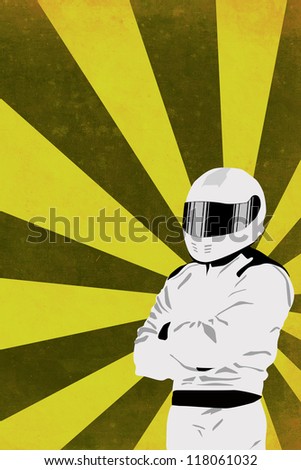 Motorsport driver poster color background with space