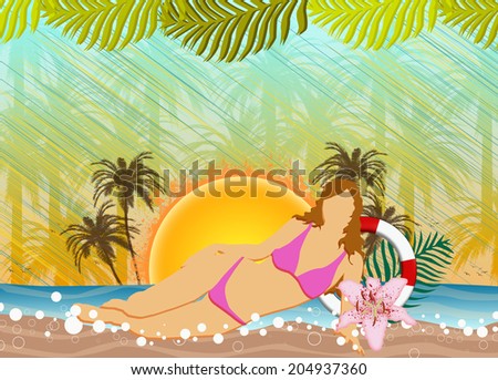 Beach party or summer holiday invitation advert background with empty space