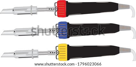  soldering  iron  used for electronic purpose red blue yellow vector illustration in white background