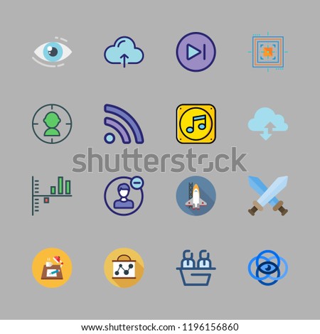 strategy icon set. vector set about cloud computing, rss, workplace and meeting icons set.