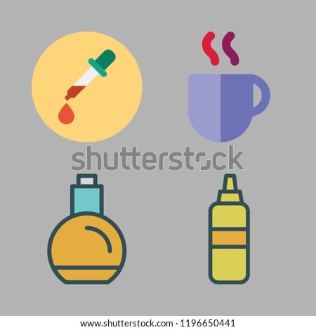 aroma icon set. vector set about pipette, perfume, coffee cup and mustard icons set.