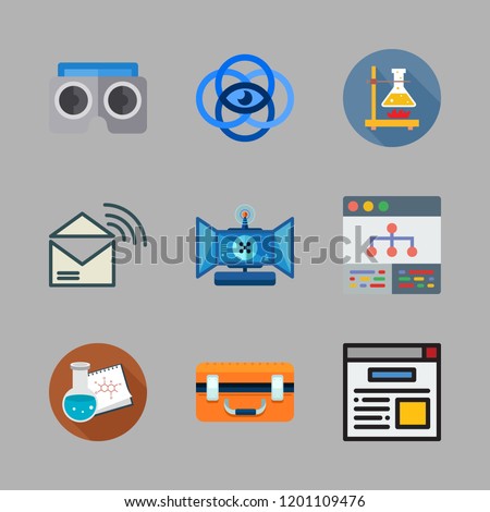 technology icon set. vector set about rss feed, drone case, flask and browser icons set.