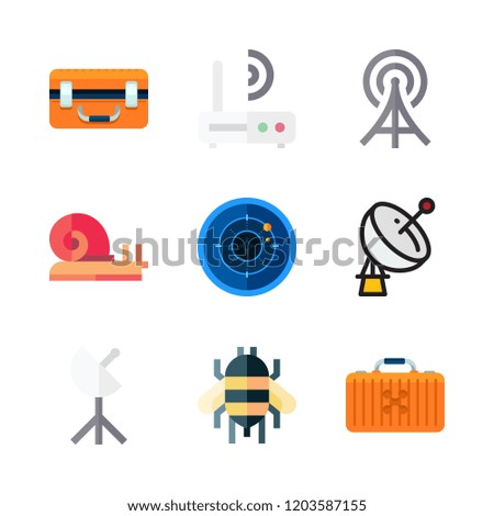 antenna icon set. vector set about bee, satellite dish, drone case and snail icons set.