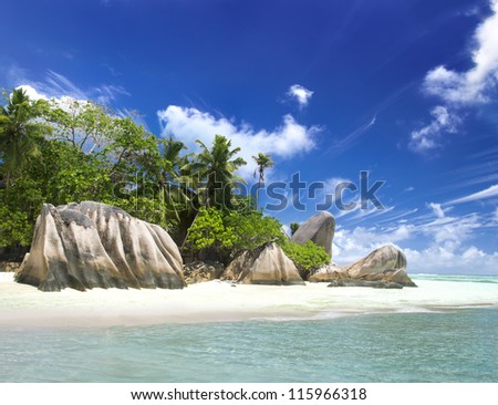 La Digue island, Seyshelles, Anse Source d\'Argent. The island of dreams for a rest and relaxation.