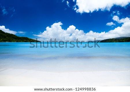 Mahe island, Seychelles. The island of dreams for a rest and relaxation. White coral beach sand. A heavenly place.