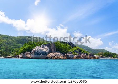 La Digue island, Seychelles. The island of dreams for a rest and relaxation. White coral beach sand. A heavenly place.