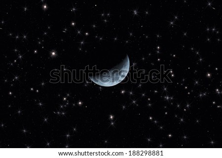 The moon closeup on a background of the starry sky. The cosmos.