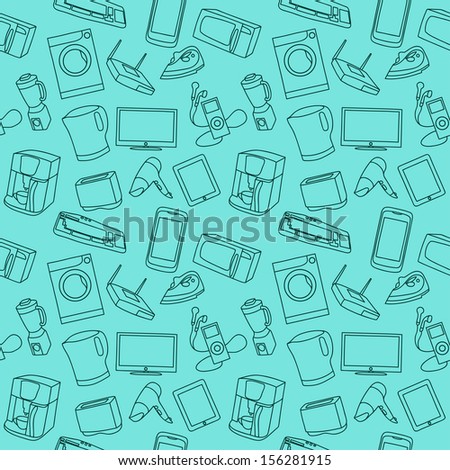 Pattern with images of household appliances 