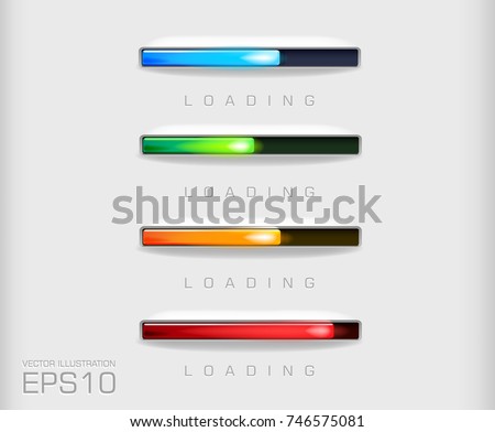 vector progress bar and loading different colors  file on a light background
