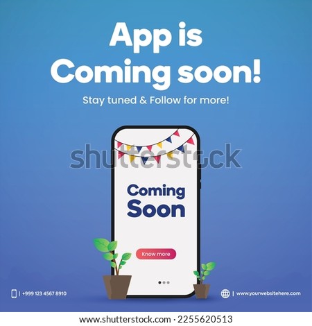 App coming soon. Mobile application launch post Join Us, Log in now. Apps launch. Use our app and get a discount. Download the app. App launch marketing. Announcement, Use now, Get discount, know more
