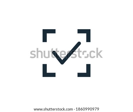 Full Screen Preview and Check Mark Icon Vector Logo Template Illustration Design