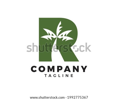 Letter R logo coconut tree icon design vector Photo stock © 