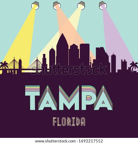 Tampa Florida USA skyline silhouette flat design vector illustration