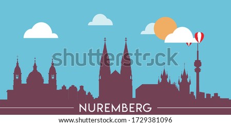 Nuremberg skyline silhouette flat design vector illustration