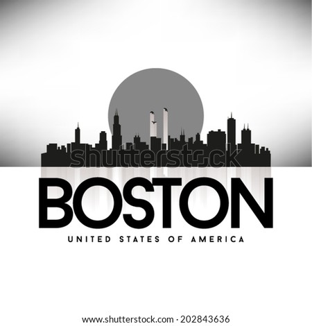 Boston United States of America skyline silhouette, vector illustration.