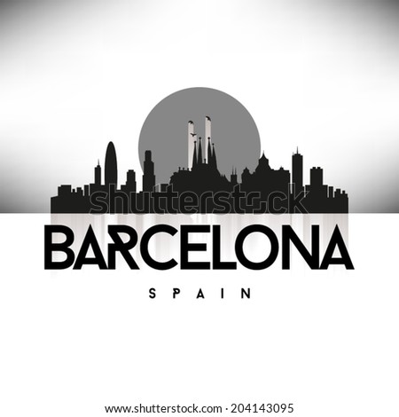 Barcelona Spain Skyline Silhouette Design, Vector Illustration, Black ...