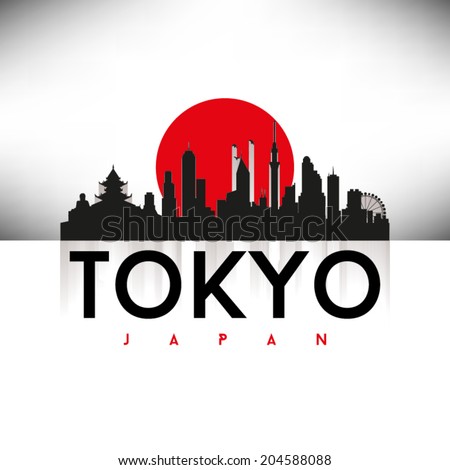 Tokyo, Japan Skyline Silhouette Black Design, Vector Illustration ...