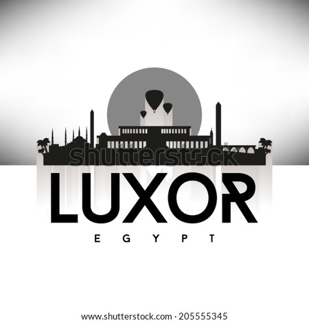 Luxor Egypt black skyline silhouette design, vector illustration.