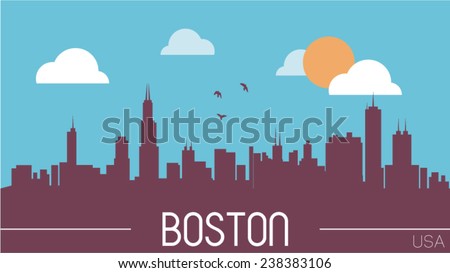 Boston USA skyline silhouette vector illustration