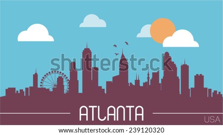 Atlanta USA skyline silhouette flat design vector illustration.