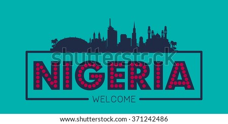 Nigeria city skyline silhouette vector design