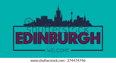 Edinburgh Scotland skyline silhouette poster vector design illustration