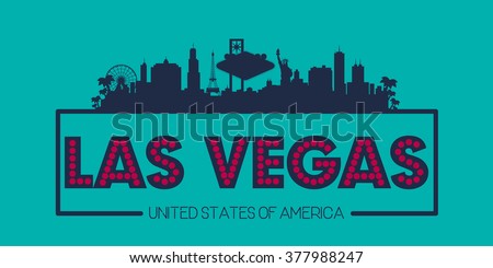 Las Vegas city skyline silhouette USA vector design, greetings card