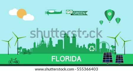 Florida skyline vector design, green city concept