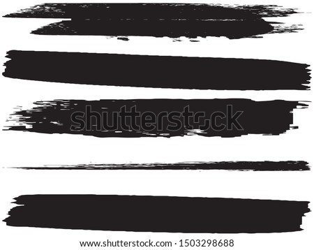 Vector brush set. Black lines and spots on white background