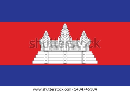 Flag of Cambodia. Accurate dimensions, element proportions and colors.