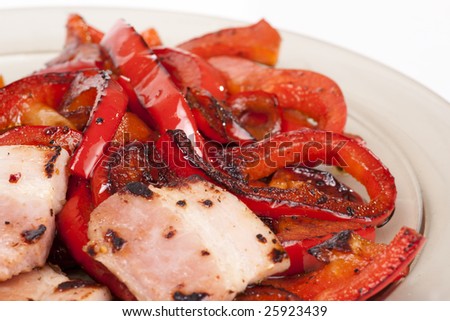 Grilled ham and bell pepper - unhealthy but tasty