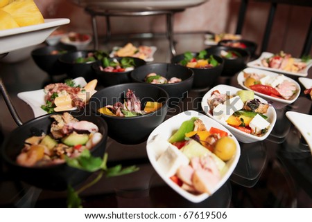 Snacks on banquet table - picture taken during catering event