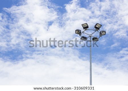 street light pole on clouds and sky background