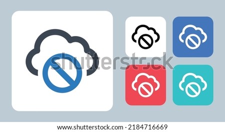 Cloud Offline icon - vector illustration . Cloud, Unavailable, Offline, Block, No access, Access denied, Disable, ban, line, outline, flat, icons .
