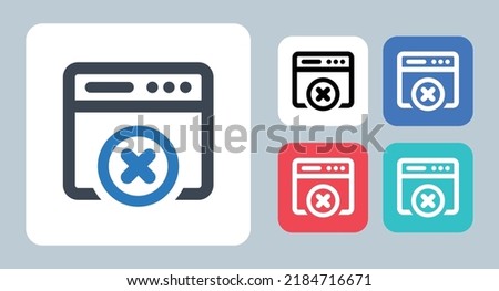 Webpage Error icon - vector illustration . Web, Browser, Error, Website, Not found, Access denied, Restricted, Cancel, Remove, line, outline, flat, icons .