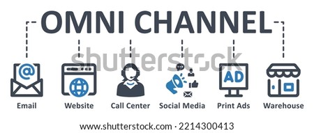 Omni Channel icon - vector illustration . omni, channel, email, social media, mobile, website, call center, print ad, infographic, template, presentation, concept, banner, pictogram, icon set, icons .