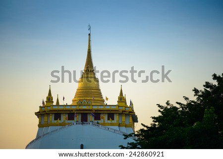 Bangkok, Thailand - December 10,2014: High Level Buddhism Monk of Wat Sraket conduct unofficial evening pray at golden mountain place