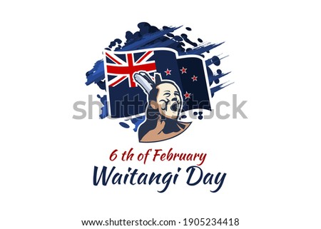February 6, Happy Waitangi Day (New Zealand National Day) vector illustration. Suitable for greeting card, poster and banner.