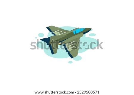 American cold war supersonic fighter plane vector illustration. simple aircraft logo, military equipment.