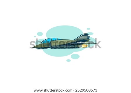 American cold war supersonic fighter plane vector illustration. simple aircraft logo, military equipment.